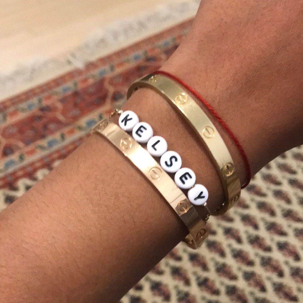Kelsey Chain Beaded Name Bracelet Personalized